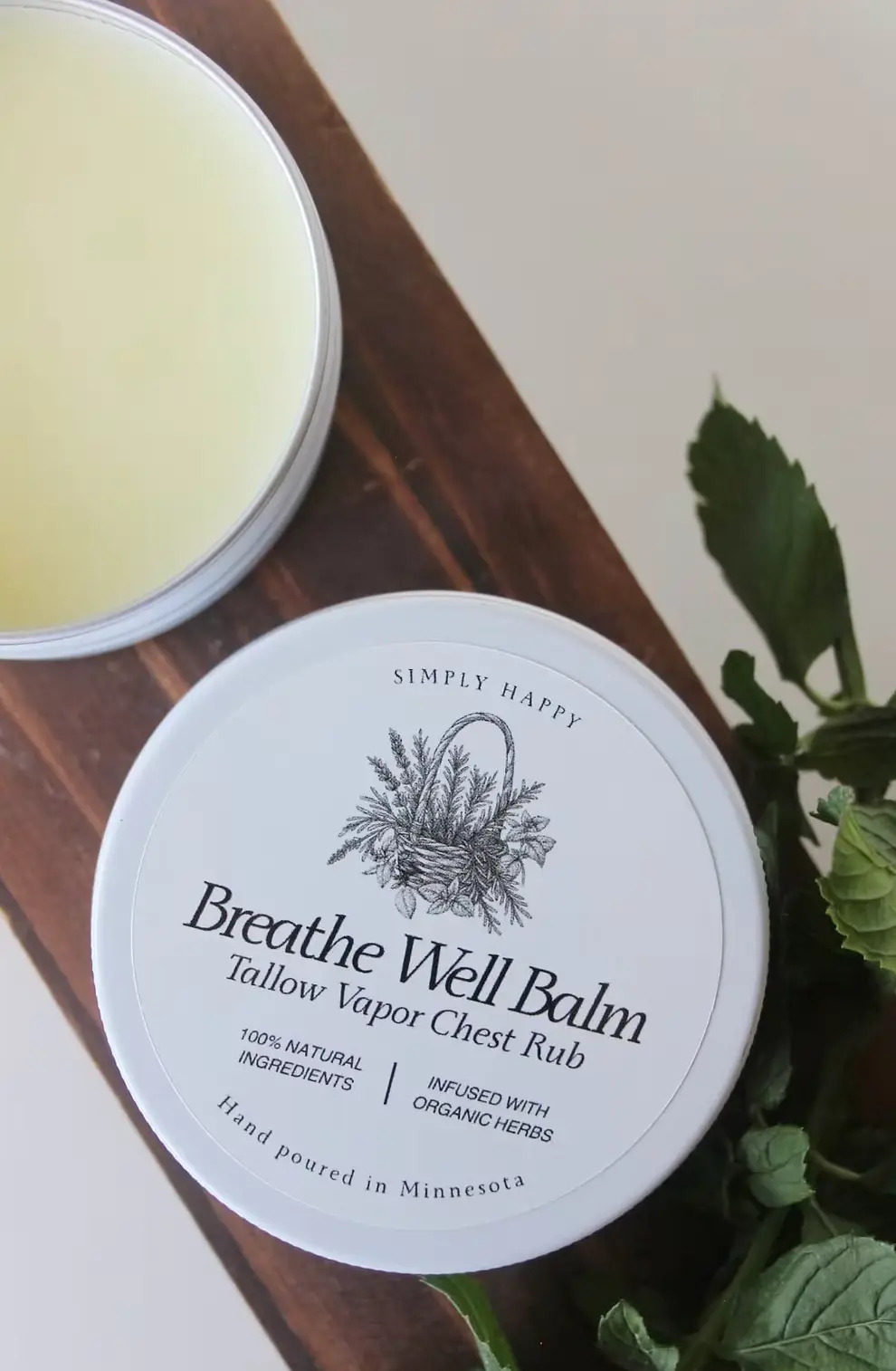 Simply Happy ~ Breathe Well Balm ~ Grass-fed Tallow